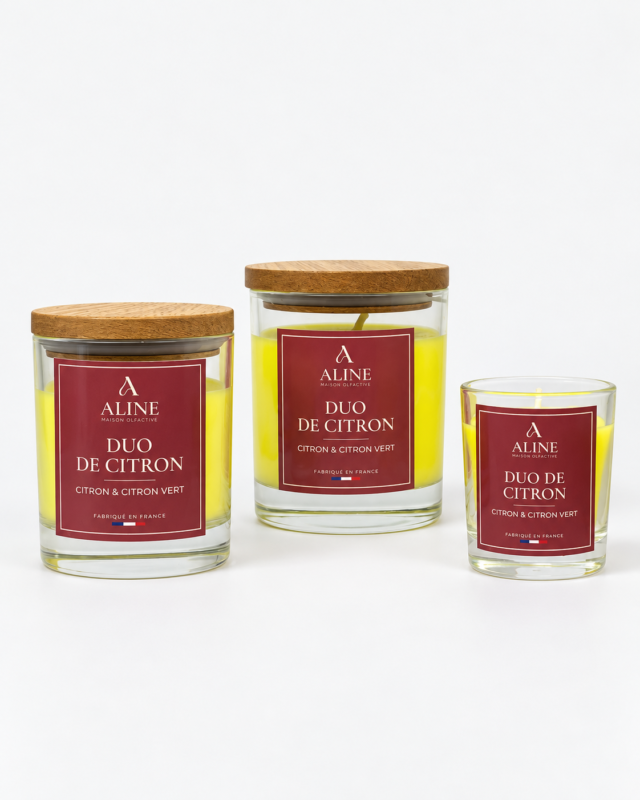 Bougie parfumée Duo de Citron : les trois formats – Maison Aline
