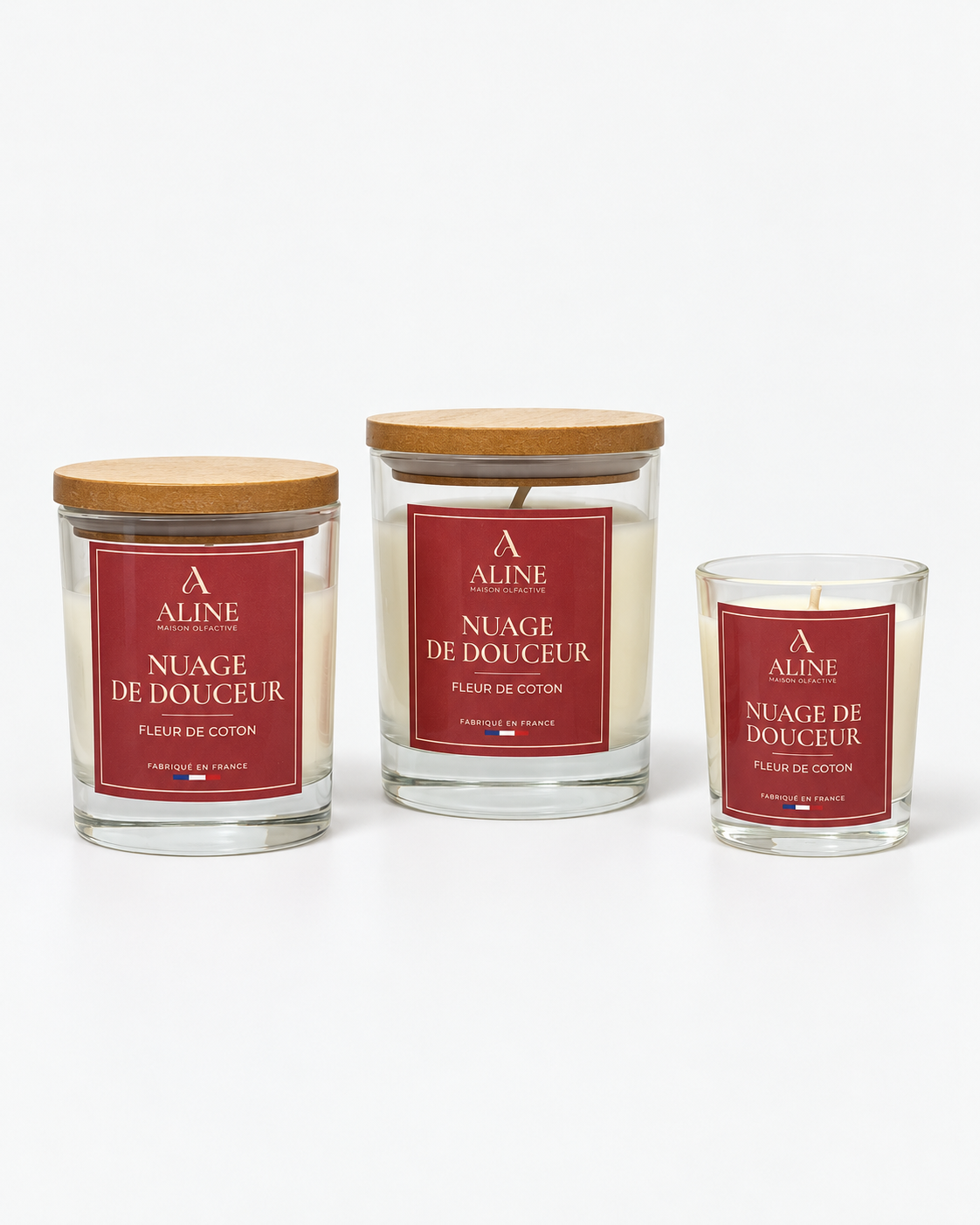 Bougie parfumée Nuage de Douceur : les trois formats – Maison Aline