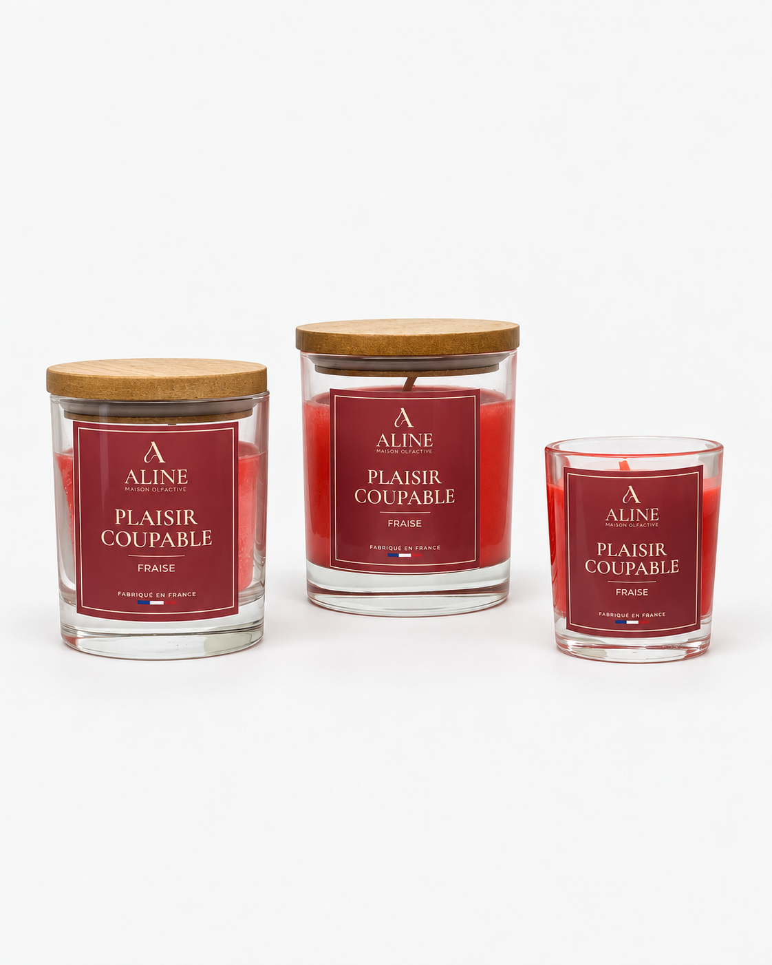 Bougie parfumée Plaisir Coupable : les trois formats – Maison Aline