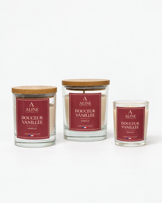 Bougie parfumée Douceur vanillée : les trois formats – Maison Aline